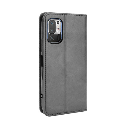 For Xiaomi Redmi Note 10 Magnetic Buckle Retro Crazy Horse Texture Horizontal Flip Leather Case with Holder & Card Slots & Photo Frame(Black)-garmade.com