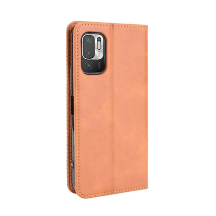 For Xiaomi Redmi Note 10 Magnetic Buckle Retro Crazy Horse Texture Horizontal Flip Leather Case with Holder & Card Slots & Photo Frame(Brown)-garmade.com