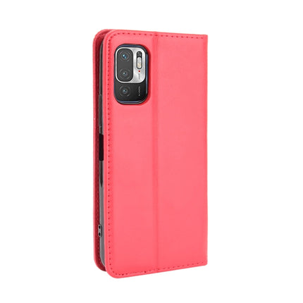 For Xiaomi Redmi Note 10 Magnetic Buckle Retro Crazy Horse Texture Horizontal Flip Leather Case with Holder & Card Slots & Photo Frame(Red)-garmade.com