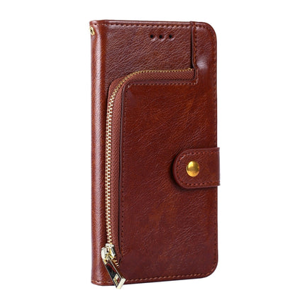 Zipper Bag PU + TPU Horizontal Flip Leather Case with Holder & Card Slot & Wallet & Lanyard For Xiaomi Redmi Note 9(Brown)-garmade.com