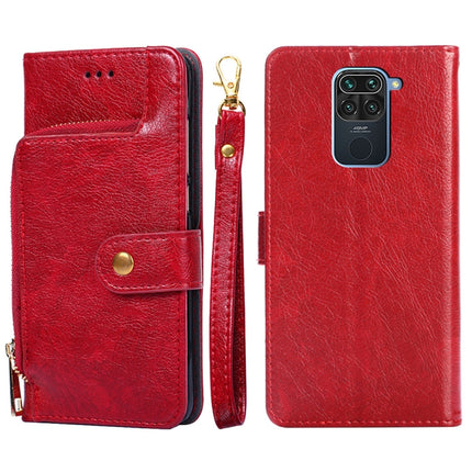 Zipper Bag PU + TPU Horizontal Flip Leather Case with Holder & Card Slot & Wallet & Lanyard For Xiaomi Redmi Note 9(Red)-garmade.com