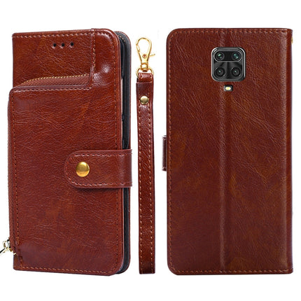 Zipper Bag PU + TPU Horizontal Flip Leather Case with Holder & Card Slot & Wallet & Lanyard For Xiaomi Redmi Note 9S(Brown)-garmade.com