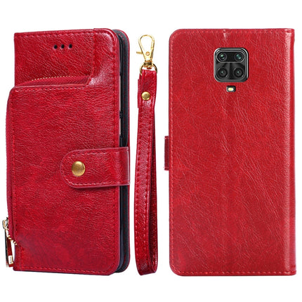 Zipper Bag PU + TPU Horizontal Flip Leather Case with Holder & Card Slot & Wallet & Lanyard For Xiaomi Redmi Note 9S(Red)-garmade.com