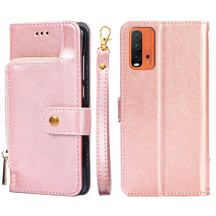 Zipper Bag PU + TPU Horizontal Flip Leather Case with Holder & Card Slot & Wallet & Lanyard For Xiaomi Redmi Note 9 4G (CN Version) / Redmi 9 Power / Redmi 9T(Rose Gold)-garmade.com