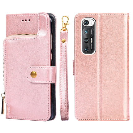 Zipper Bag PU + TPU Horizontal Flip Leather Case with Holder & Card Slot & Wallet & Lanyard For Xiaomi Redmi Note 10S(Rose Gold)-garmade.com