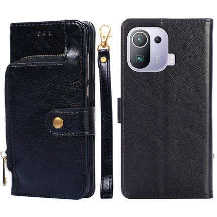 Zipper Bag PU + TPU Horizontal Flip Leather Case with Holder & Card Slot & Wallet & Lanyard For Xiaomi Mi 11 Pro(Black)-garmade.com