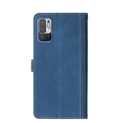For Xiaomi Redmi Note 10 5G Stitching Skin Feel Magnetic Buckle Horizontal Flip PU Leather Case with Holder & Card Slots & Wallet(Blue)-garmade.com