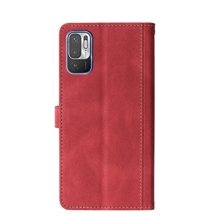 For Xiaomi Redmi Note 10 5G Stitching Skin Feel Magnetic Buckle Horizontal Flip PU Leather Case with Holder & Card Slots & Wallet(Red)-garmade.com