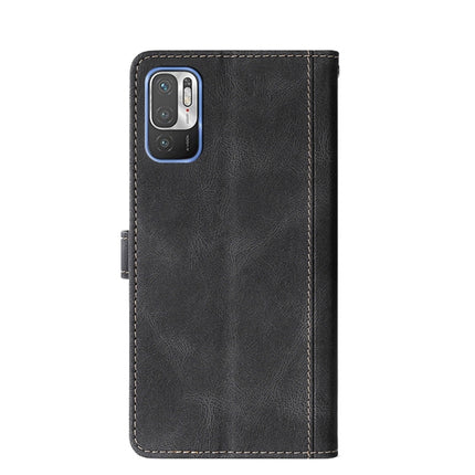For Xiaomi Redmi Note 10 5G Stitching Skin Feel Magnetic Buckle Horizontal Flip PU Leather Case with Holder & Card Slots & Wallet(Black)-garmade.com