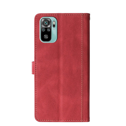 For Xiaomi Redmi Note 10S Stitching Skin Feel Magnetic Buckle Horizontal Flip PU Leather Case with Holder & Card Slots & Wallet(Red)-garmade.com