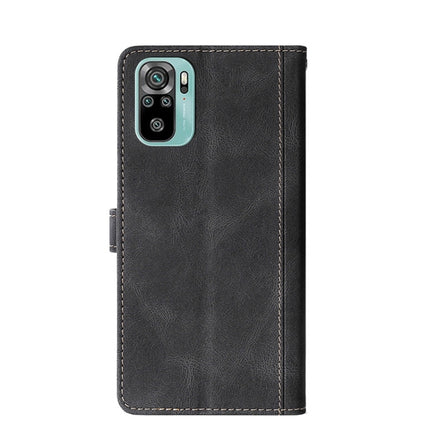 For Xiaomi Redmi Note 10S Stitching Skin Feel Magnetic Buckle Horizontal Flip PU Leather Case with Holder & Card Slots & Wallet(Black)-garmade.com