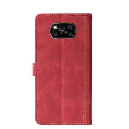 For Xiaomi Poco X3 Stitching Skin Feel Magnetic Buckle Horizontal Flip PU Leather Case with Holder & Card Slots & Wallet(Red)-garmade.com