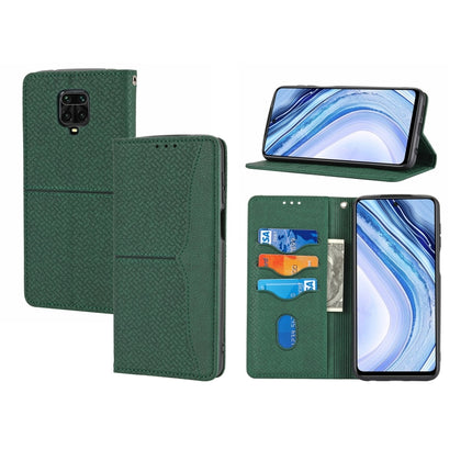 For Xiaomi Redmi Note 9 Pro Max Woven Texture Stitching Magnetic Horizontal Flip PU Leather Case with Holder & Card Slots & Wallet & Lanyard(Green)-garmade.com