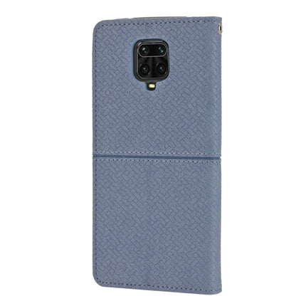For Xiaomi Redmi Note 9 Pro Max Woven Texture Stitching Magnetic Horizontal Flip PU Leather Case with Holder & Card Slots & Wallet & Lanyard(Grey)-garmade.com
