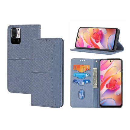 For Xiaomi Redmi Note 10 Woven Texture Stitching Magnetic Horizontal Flip PU Leather Case with Holder & Card Slots & Wallet & Lanyard(Grey)-garmade.com
