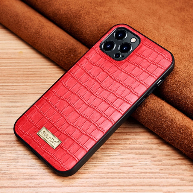SULADA Crocodile Texture TPU Protective Case For iPhone 13 Pro Max(Red)-garmade.com