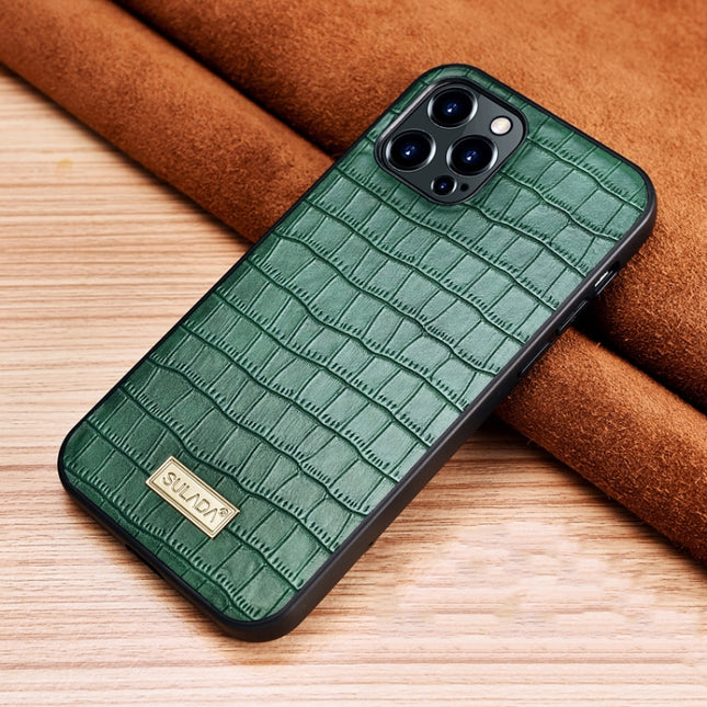 SULADA Crocodile Texture TPU Protective Case For iPhone 13 Pro Max(Dark Green)-garmade.com