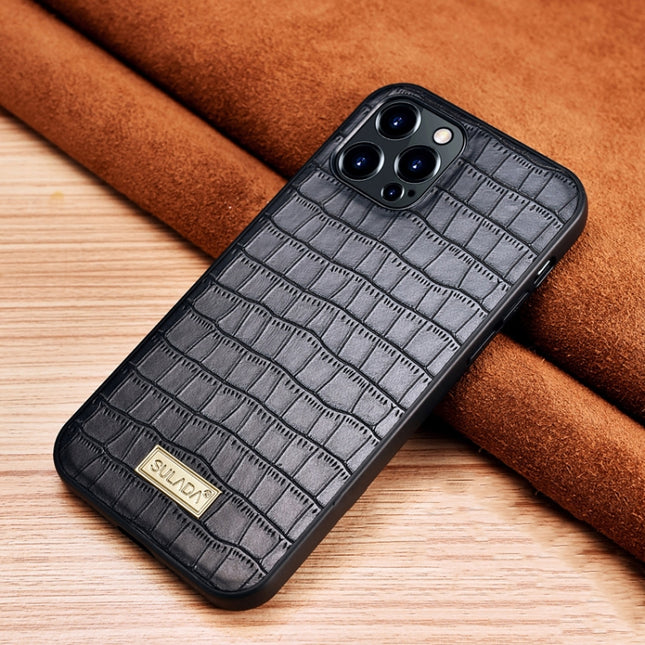 SULADA Crocodile Texture TPU Protective Case For iPhone 13 Pro Max(Black)-garmade.com