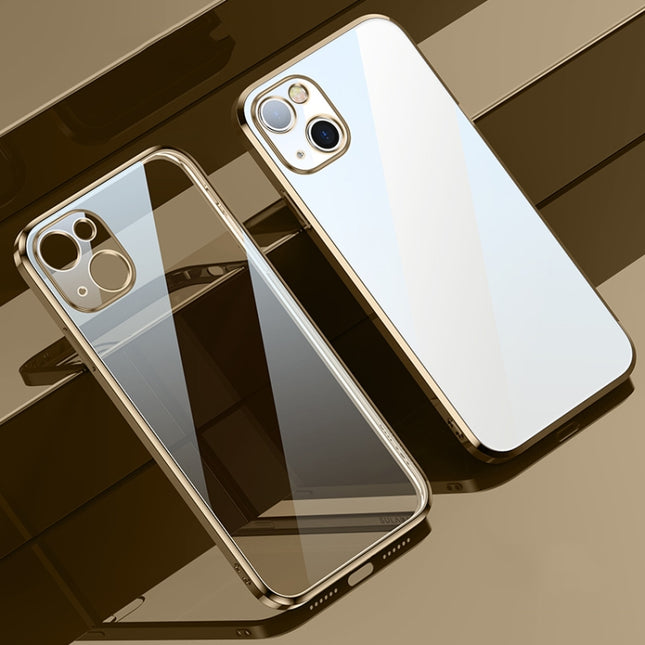 SULADA Elastic Silicone Edge Frame + TPU All-inclusive Anti-fall Case For iPhone 13 mini(Gold)-garmade.com