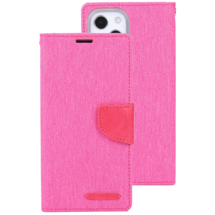 GOOSPERY CANVAS DIARY Cross Texture Horizontal Flip Leather Case with Holder& Card Slots & Wallet For iPhone 13 mini(Rose Red)-garmade.com