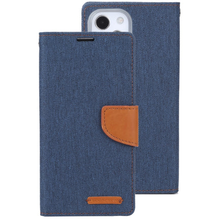 GOOSPERY CANVAS DIARY Cross Texture Horizontal Flip Leather Case with Holder& Card Slots & Wallet For iPhone 13 mini(Navy Blue)-garmade.com