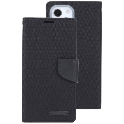 GOOSPERY CANVAS DIARY Cross Texture Horizontal Flip Leather Case with Holder& Card Slots & Wallet For iPhone 13 mini(Black)-garmade.com