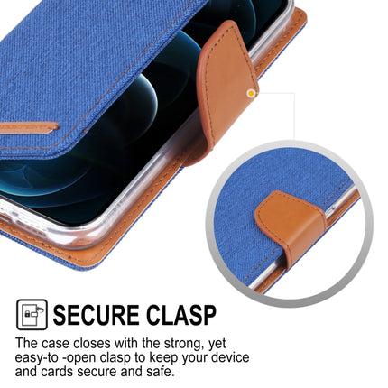 GOOSPERY CANVAS DIARY Cross Texture Horizontal Flip Leather Case with Holder& Card Slots & Wallet For iPhone 13 mini(Blue)-garmade.com