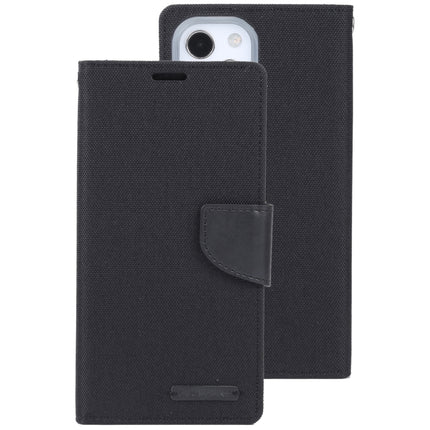 GOOSPERY CANVAS DIARY Cross Texture Horizontal Flip Leather Case with Holder& Card Slots & Wallet For iPhone 13(Black)-garmade.com