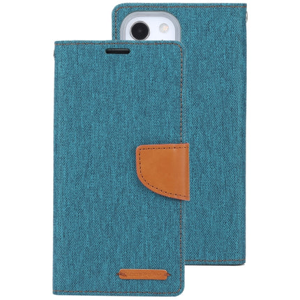 GOOSPERY CANVAS DIARY Cross Texture Horizontal Flip Leather Case with Holder& Card Slots & Wallet For iPhone 13(Green)-garmade.com