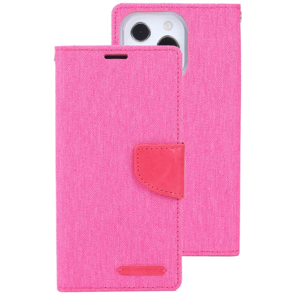 GOOSPERY CANVAS DIARY Cross Texture Horizontal Flip Leather Case with Holder& Card Slots & Wallet For iPhone 13 Pro(Rose Red)-garmade.com