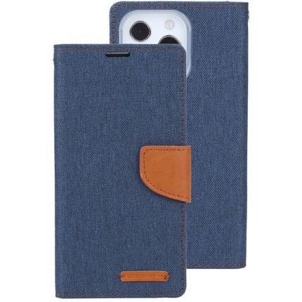 GOOSPERY CANVAS DIARY Cross Texture Horizontal Flip Leather Case with Holder& Card Slots & Wallet For iPhone 13 Pro(Navy Blue)-garmade.com