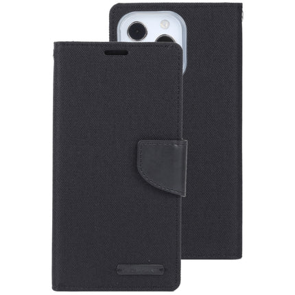 GOOSPERY CANVAS DIARY Cross Texture Horizontal Flip Leather Case with Holder& Card Slots & Wallet For iPhone 13 Pro(Black)-garmade.com