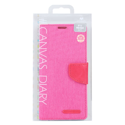 GOOSPERY CANVAS DIARY Cross Texture Horizontal Flip Leather Case with Holder& Card Slots & Wallet For iPhone 13 Pro Max(Rose Red)-garmade.com