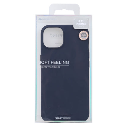 GOOSPERY SOFT FEELING Liquid TPU Shockproof Soft Case For iPhone 13 Pro(Navy Blue)-garmade.com
