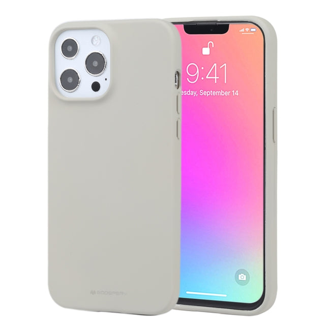 GOOSPERY SOFT FEELING Liquid TPU Shockproof Soft Case For iPhone 13 Pro Max(Stone Grey)-garmade.com