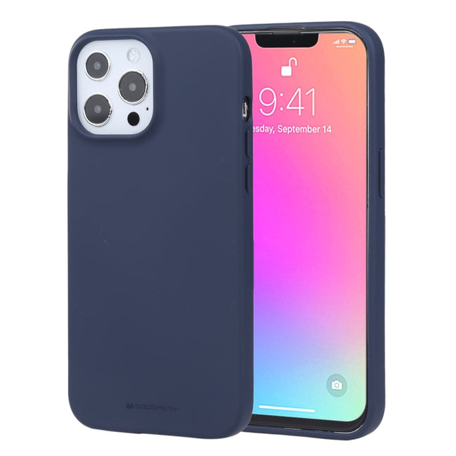 GOOSPERY SOFT FEELING Liquid TPU Shockproof Soft Case For iPhone 13 Pro Max(Navy Blue)-garmade.com