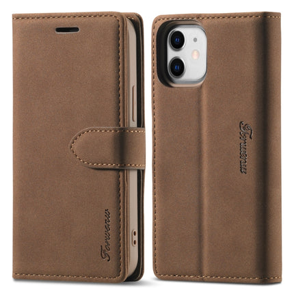 Forwenw F1 Series Matte Strong Magnetism Horizontal Flip Leather Case with Holder & Card Slots & Wallet & Photo Frame For iPhone 13 mini(Brown)-garmade.com