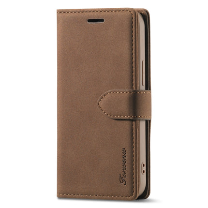 Forwenw F1 Series Matte Strong Magnetism Horizontal Flip Leather Case with Holder & Card Slots & Wallet & Photo Frame For iPhone 13 mini(Brown)-garmade.com