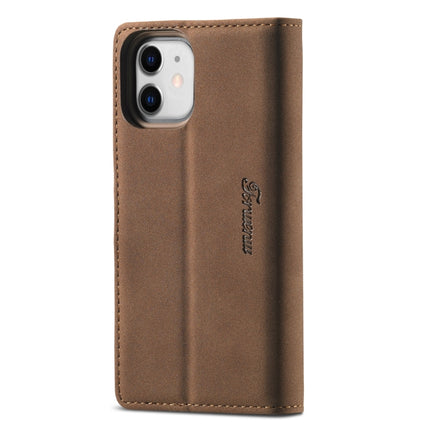 Forwenw F1 Series Matte Strong Magnetism Horizontal Flip Leather Case with Holder & Card Slots & Wallet & Photo Frame For iPhone 13 mini(Brown)-garmade.com