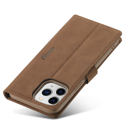 Forwenw F1 Series Matte Strong Magnetism Horizontal Flip Leather Case with Holder & Card Slots & Wallet & Photo Frame For iPhone 13 Pro Max(Brown)-garmade.com