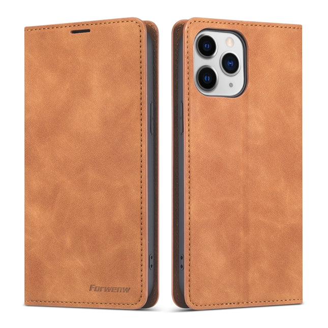 Forwenw Dream Series Magnetic Oil Edge Horizontal Flip Leather Case with Holder & Card Slot & Photo Frame & Wallet For iPhone 13 Pro Max(Brown)-garmade.com