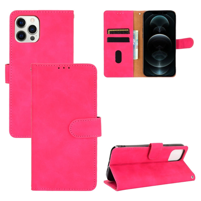 Solid Color Skin Feel Magnetic Buckle Horizontal Flip Calf Texture PU Leather Case with Holder & Card Slots & Wallet For iPhone 13 Pro Max(Rose Red)-garmade.com