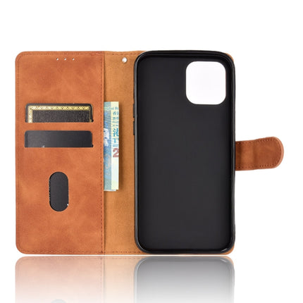 Solid Color Skin Feel Magnetic Buckle Horizontal Flip Calf Texture PU Leather Case with Holder & Card Slots & Wallet For iPhone 13 Pro Max(Brown)-garmade.com