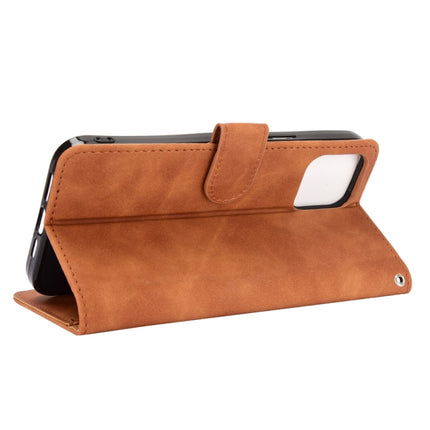 Solid Color Skin Feel Magnetic Buckle Horizontal Flip Calf Texture PU Leather Case with Holder & Card Slots & Wallet For iPhone 13 Pro Max(Brown)-garmade.com