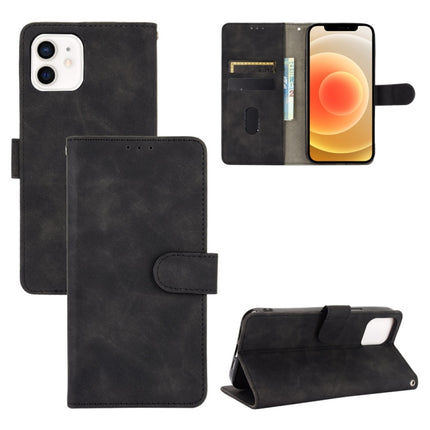 Solid Color Skin Feel Magnetic Buckle Horizontal Flip Calf Texture PU Leather Case with Holder & Card Slots & Wallet For iPhone 13 Pro(Black)-garmade.com