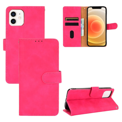 Solid Color Skin Feel Magnetic Buckle Horizontal Flip Calf Texture PU Leather Case with Holder & Card Slots & Wallet For iPhone 13 Pro(Rose Red)-garmade.com