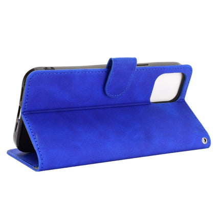 Solid Color Skin Feel Magnetic Buckle Horizontal Flip Calf Texture PU Leather Case with Holder & Card Slots & Wallet For iPhone 13(Blue)-garmade.com