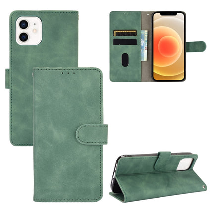 Solid Color Skin Feel Magnetic Buckle Horizontal Flip Calf Texture PU Leather Case with Holder & Card Slots & Wallet For iPhone 13(Green)-garmade.com