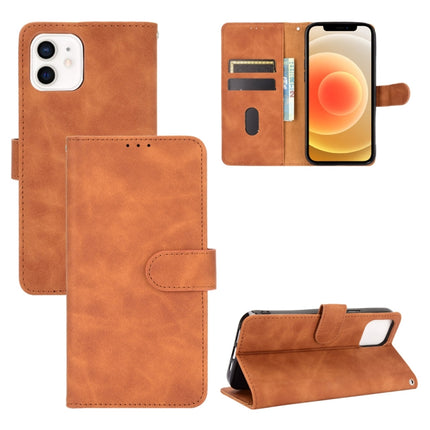 Solid Color Skin Feel Magnetic Buckle Horizontal Flip Calf Texture PU Leather Case with Holder & Card Slots & Wallet For iPhone 13(Brown)-garmade.com