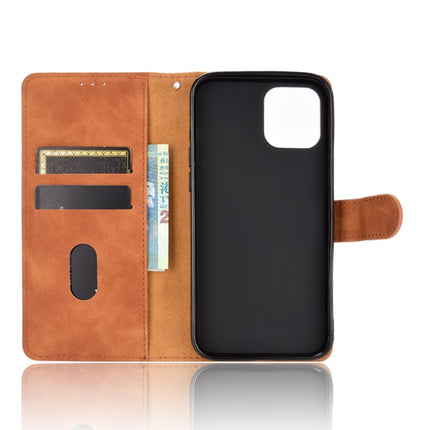 Solid Color Skin Feel Magnetic Buckle Horizontal Flip Calf Texture PU Leather Case with Holder & Card Slots & Wallet For iPhone 13(Brown)-garmade.com